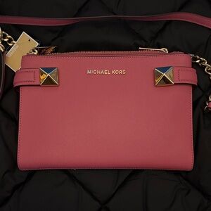 Michael Kors Rose Crossbody Bag with Gold Accents